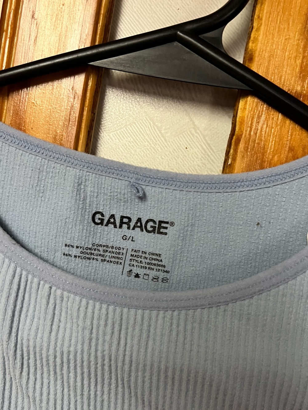 Garage Light Blue Ribbed Crop Tank Top size L - Picture 2 of 2